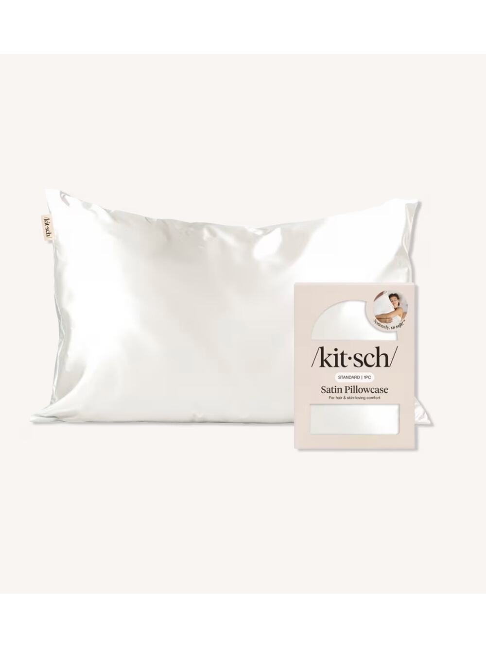 Kitsch - Ivory Satin Pillowcase Standard Size NEW